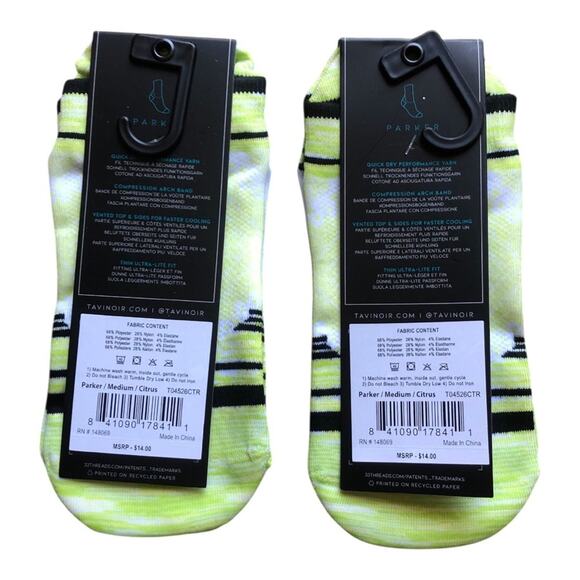 2 TAVI Sport NIP Women Thin Ultra Lite Compression Low Rise Parker Socks Citrus - Picture 4 of 11